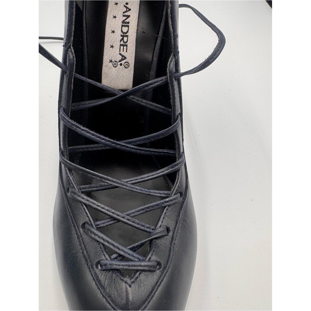 ❤️ ANDREA Navy Blue Lace-Up Pointed Toe Stiletto Pumps US 5.5 - Picture 10 of 14